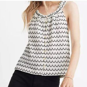 NWOT Madewell Texture & Thread Button-Front Swing Tank in Wild Stripe